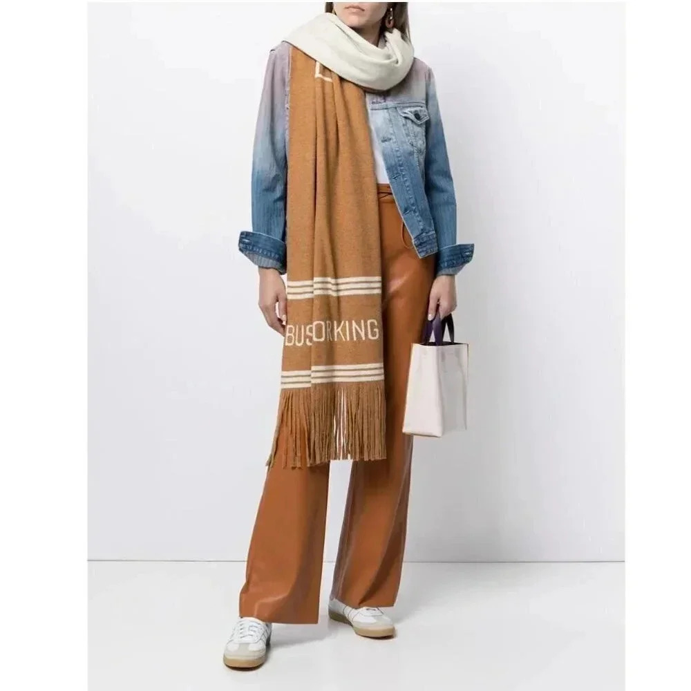 NWT BAPY BY *A BATHING APE® Oversized Logo-Print Scarf Tan Busy Working Lady